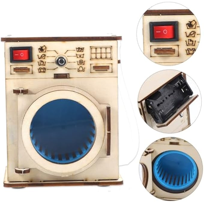 1 SET DIY TECHNOLOGY MATERIALS SCIENCE KITS, WOODEN JIGSAW PUZZLES, 3D PUZZLES DIY PROJECTS, SCIENCE EXPERIMENT WOODEN JIGSAWS KIT KIDS WASHING MACHINE, STEM PROJECTS SCIENCE KITS CRAFTS - Image 2